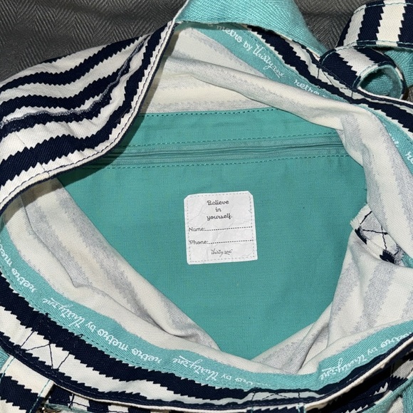 Thirty-One Striped Hobo Bag - Navy, White, and Teal - Picture 6 of 6